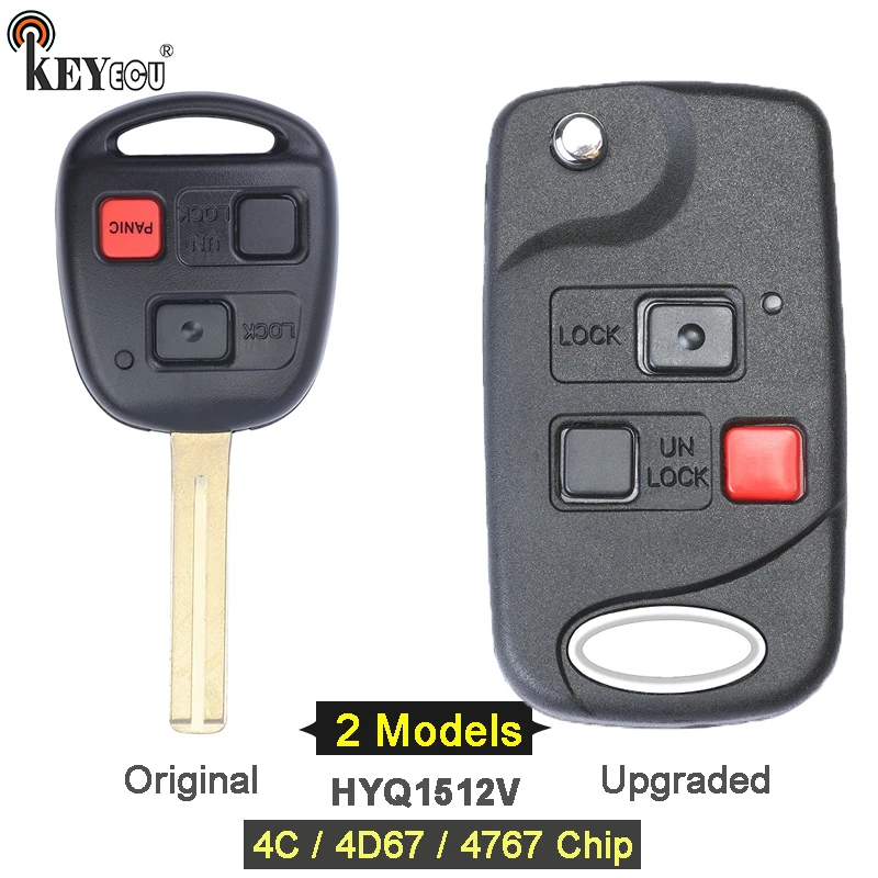 KEYECU 315 МГц 4C/ 4D67/ 4D68 чип FCC: HYQ1512V оригинальный/обновленный 2 + 1 3 кнопки дистанционный