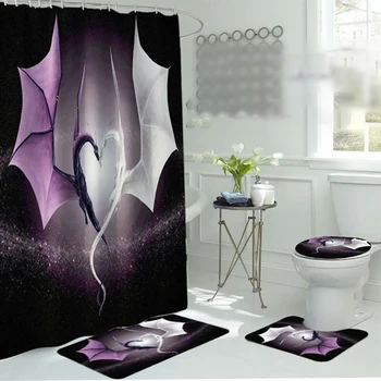 

Bathing Shower Curtain Waterproof Washable Decoration Two Dragon print
