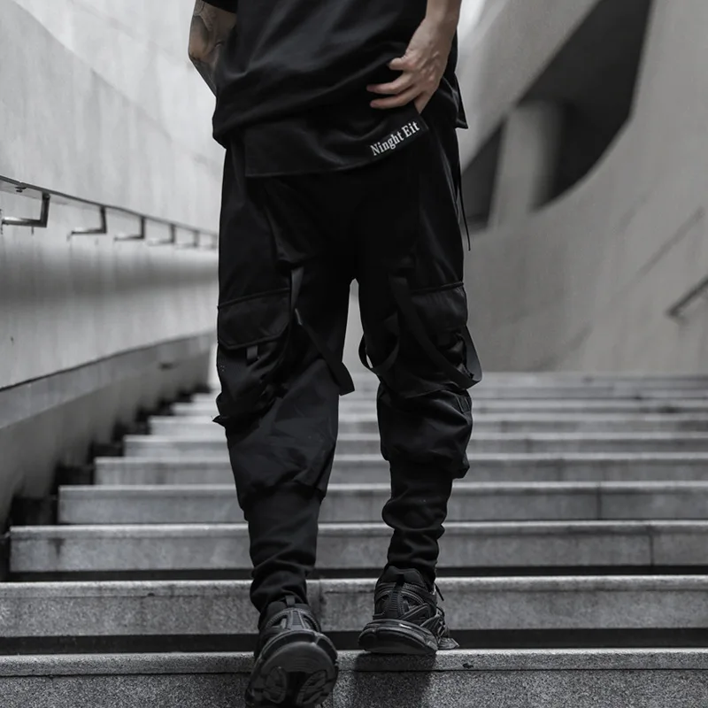Tactical Cargo Pants Men Harajuku Streetwear Function Joggers Pants Ribbons Trousers Elastic Waist HipHop Male ﻿ 6