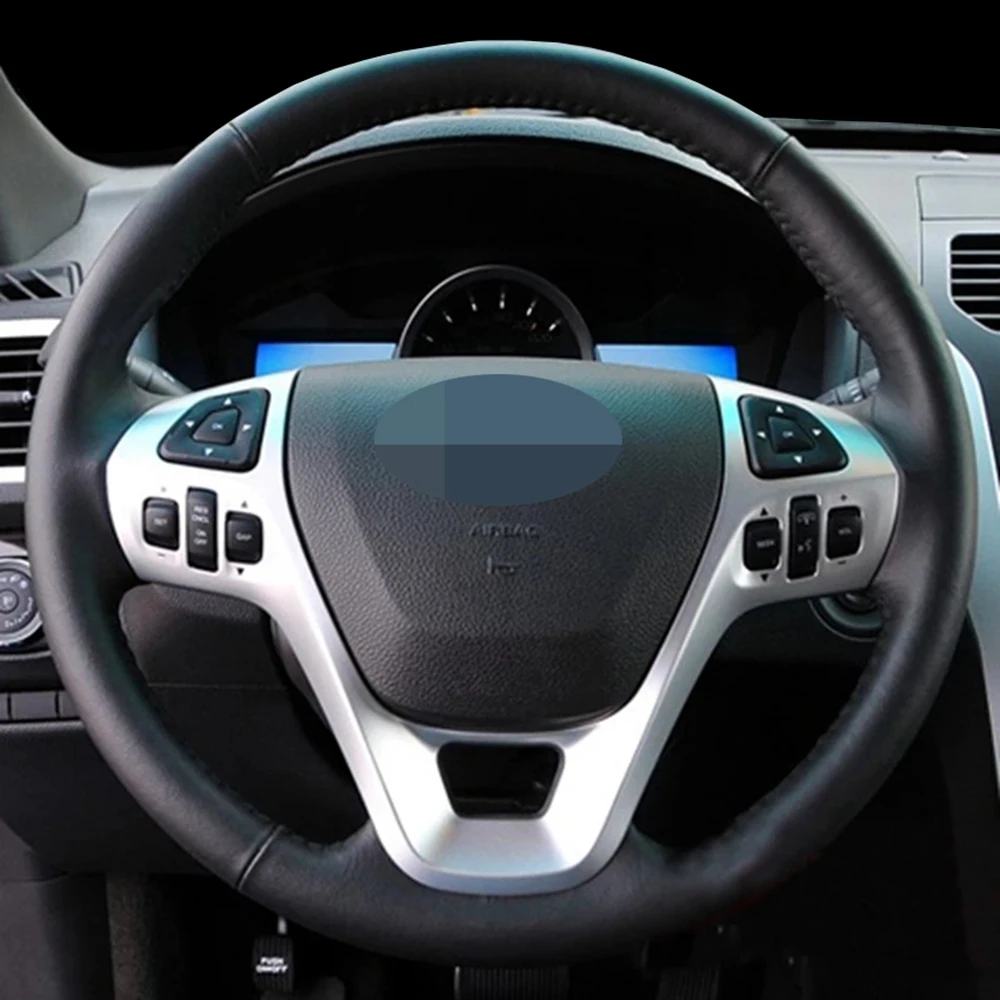 

DIY Black Artificial Leather Wear-Resistant Non-Slip Car Steering Wheel Cover For Ford Edge Explorer 2011-2013