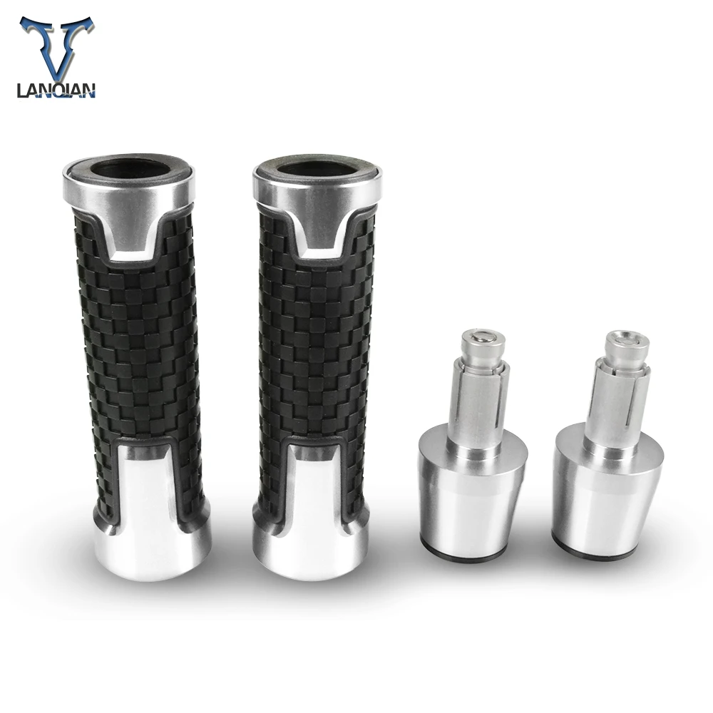 7/8 ''мотоциклетные противоскользящие ручки с ручкой Ручка Конец CNC 22 мм для yamaha tdm 900 kawasaki er5 600 bandit nmax x adv