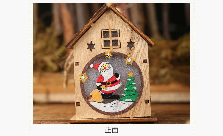 Рождественский Декор для дома DIY светодиодный светильник деревянный дом Рождественская елка украшение лось Санта Клаус Снеговик подвесной кулон Merry