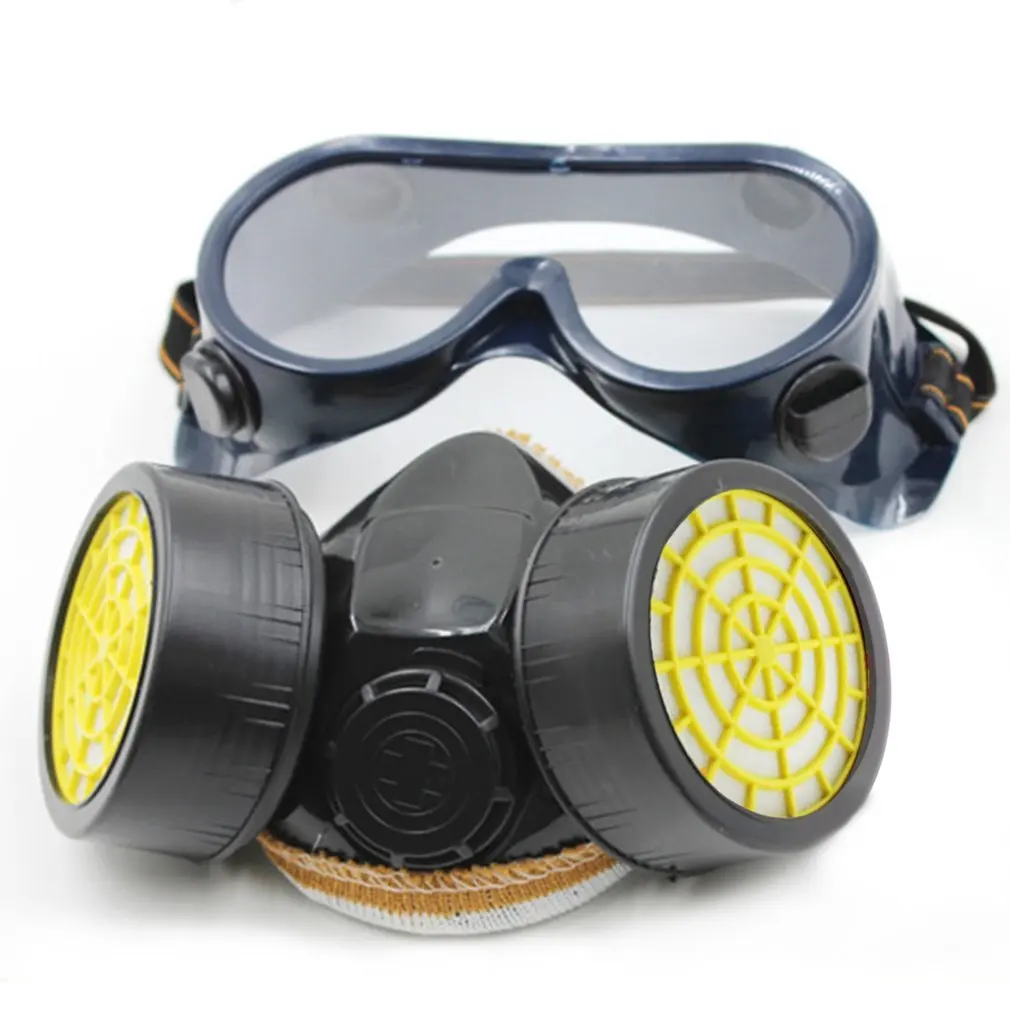 

Dual Cartridge Anti-Dust Mask Chemical Safety Painting Gas Filter Respirator with Goggles Industrial Safety Equipment