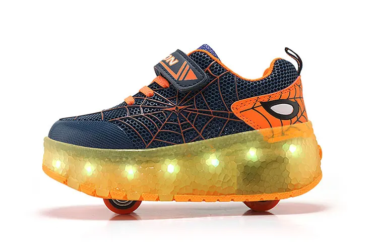 Tênis de Incandescência Crianças Duas Rodas Luminosas Ouro Rosa Led Luz Rolo Sapatos Skate Meninos Meninas Usb Carregamento um Mod. 255086 31 200517-1??_24