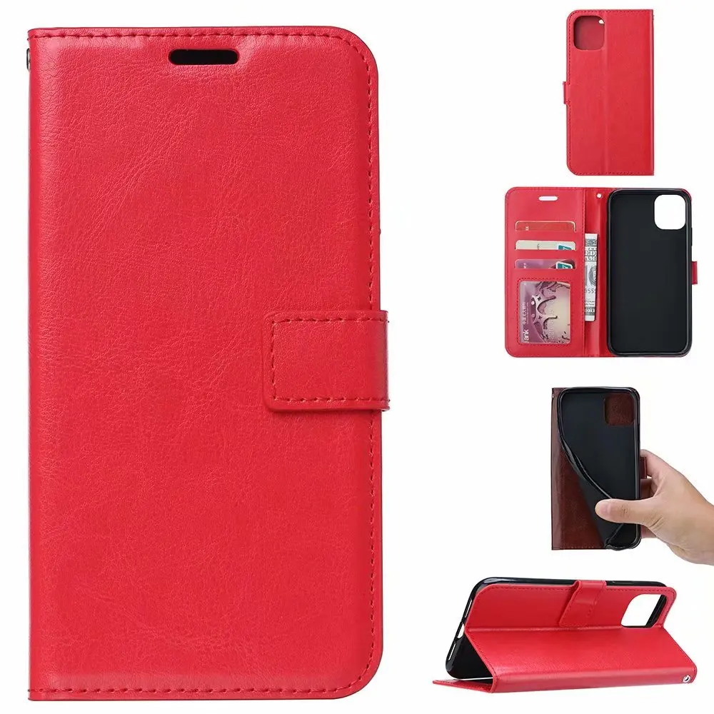 

100pcs/Lot Phone Crazy Horse Wallet Leather TPU Cover Case For Iphone 14 13 12 Mini 11 Pro Xr Xs Max X