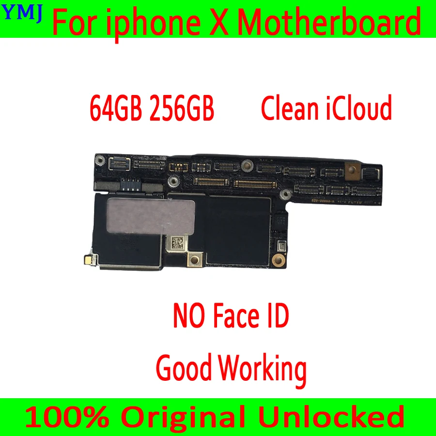 US $137.95 Original Unlock Motherboard For iPhone X Mainboard 64GB 256GB With Chips For iPhone X Logic Board with Face ID  Without Face ID