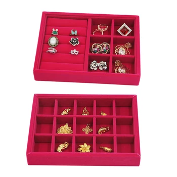 

2x Jewelry Box Jewelry Display Case Velvet Jewelry Box 20x15x3cm