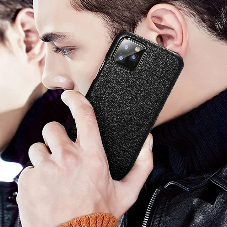 CKHB Flip Lichee Pattern Cowhide Leather Case For iPhone 11 Pro Max Luxury Folio Leather Case Cover For iphone Xs Max XR 8 Plus