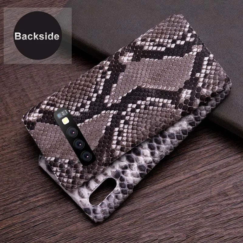 backside Натуральная кожа питона чехол для телефона для samsung Galaxy S6 S7 S8 S9 S10 Plus, Note 8, 9, 10, плюс класса люкс для A20 A30 A50 A70 A5 A7 A8 чехол - Цвет: backside