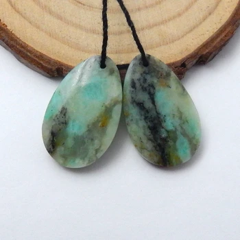 

Jewelry Earrings,Natural Gems Chrysocolla Handmade Teardrop Earring Beads,24x15x4mm,4.8g