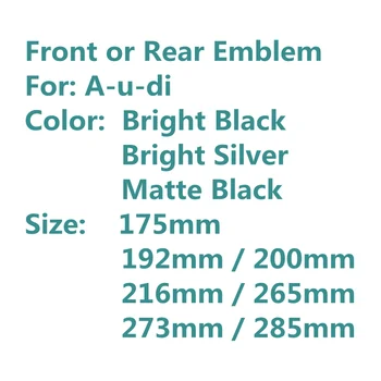 

4 Ring 3D ABS Silver or Black Car Hood Front Bonnet Grill Rear Trunk Emblem Logo Badge Sticker For Audi Car Accessories Styling