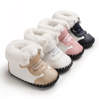 

2020 Winter Warm Kids Baby Shoes for Boy Girl Toddler Boots PU Leather Waterproof Non-slip Plush Infant Snow Boots