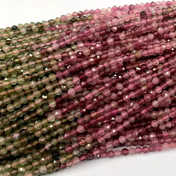 

Natural Quality Purple Pink Blue Colorful Multi-Color Rainbow Tourmaline Hand Cut Faceted Round Loose Small Beads 2mm 3mm 06385