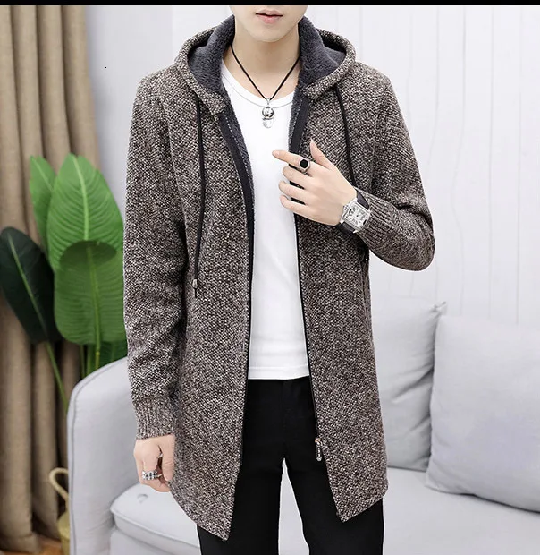 Sweatercoat Camisola Zíper Cardigans Masculina Manga Longa