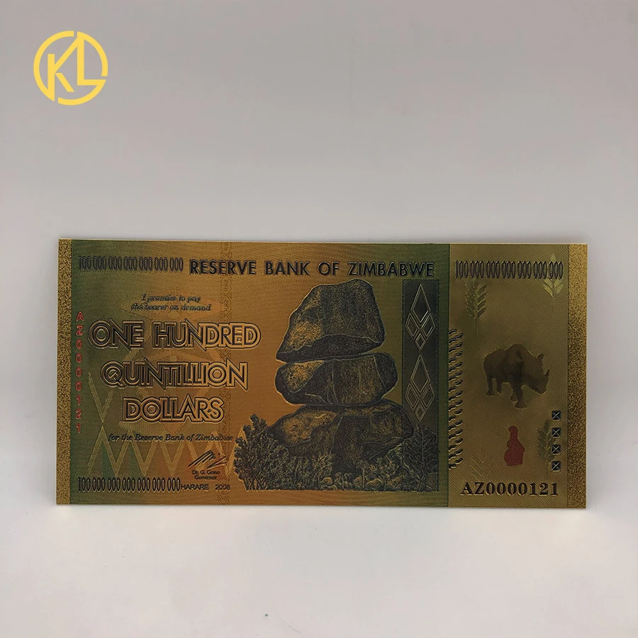 100 1000pcs Different Serial Numbers Limited Edtion Rhinoceros One Hundred Quintillion Zimbabwe Dollars 24k Gold Banknote Gold Banknotes Aliexpress