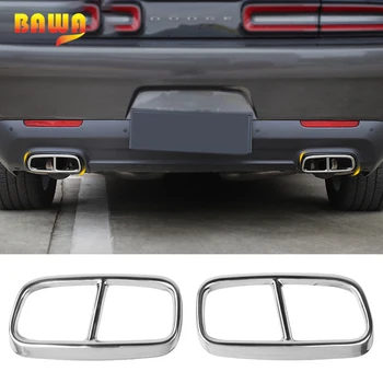 

BAWA Automobiles Tail Throat Decor Frame Trim Cover Stickers for Dodge Challenger 2015+ Chromium Styling Auto Accessories