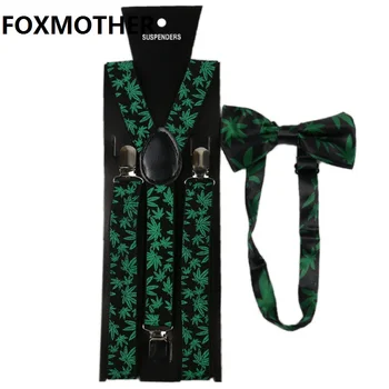 

FOXMOTHER 2.5cm Wide Suspenders Bow Tie Set Men Women Weed Suspenders Braces