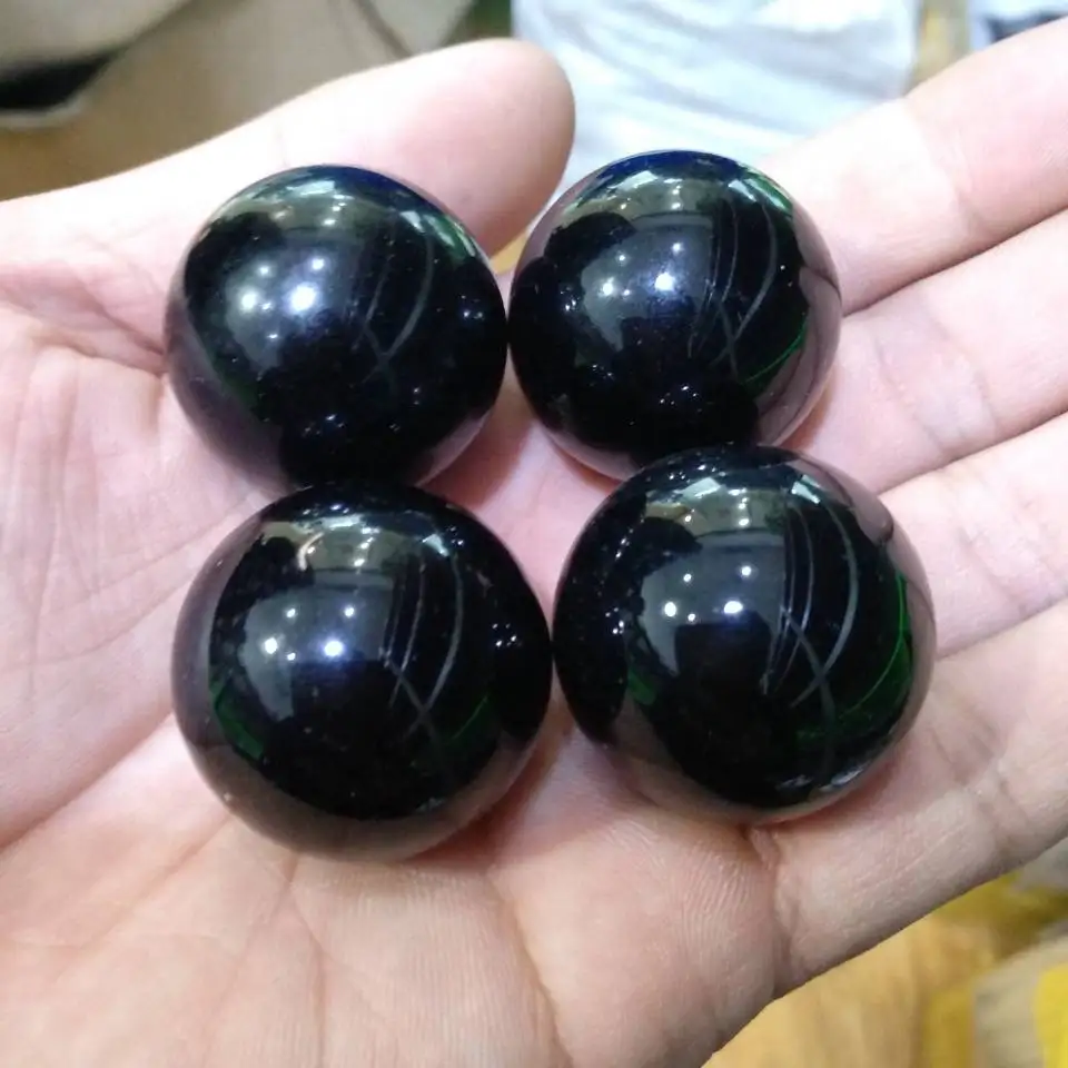 3cm Black OBSIDIAN Sphere - Natural Obsidian Crystal Ball 4pcs | Дом и сад