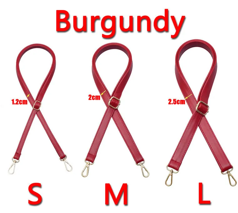 Burgundy 4 металлических цвета! Diy Регулируемая сумка ремешок Замена овчины ПУ кожа Наплечные ремни для сумки, сумки, кошелек Длинные ремни - Цвет: Burgundy
