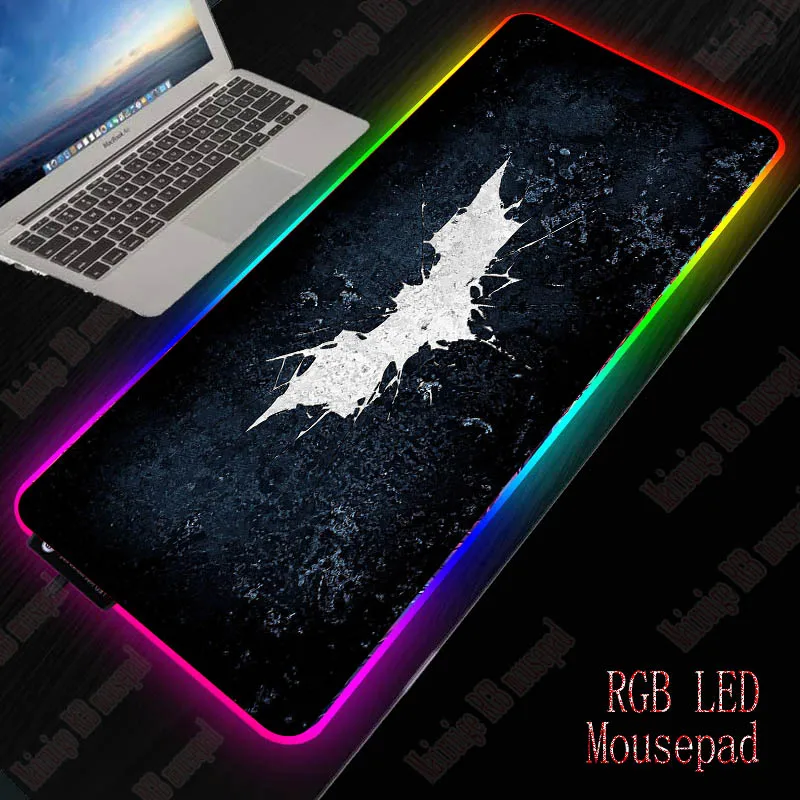 

XGZ Batman RGB LED Large Gaming Mouse Pad Computer Gamer USB Wired Lighting Colorful Luminous Mousepad Desk Mice Mat