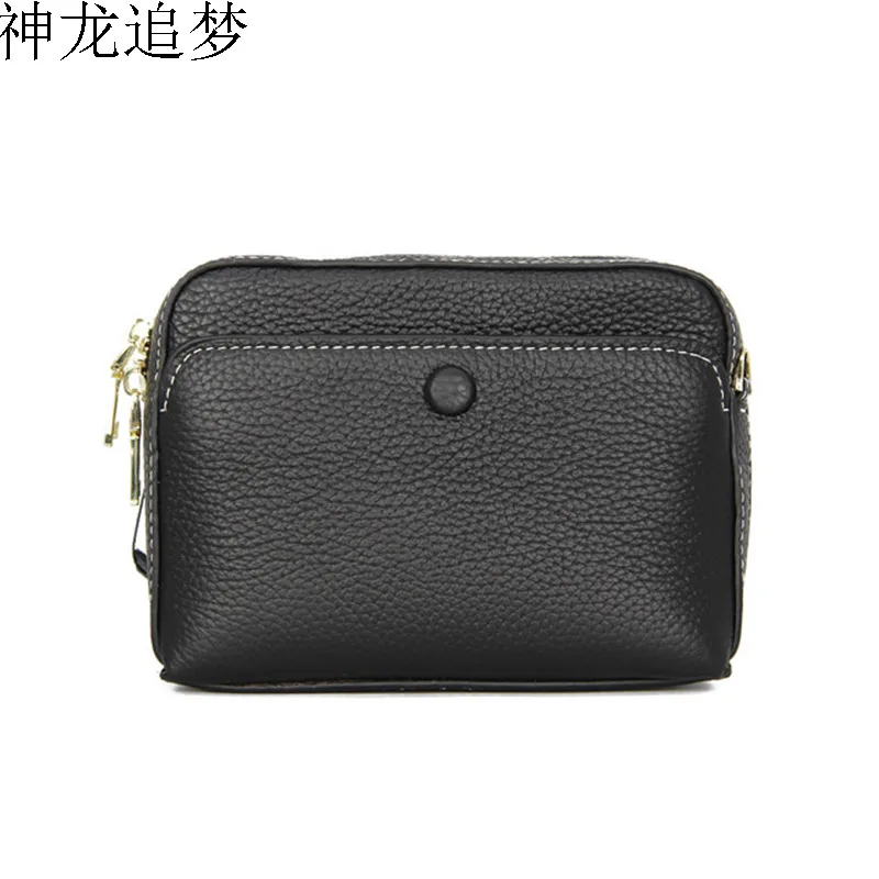 

The first layer of Cowhide leather bag female new soft small square handbags Messenger bag pillow bag mini Mobile phone bag