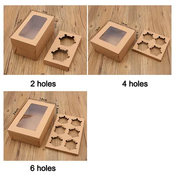 

10PCS 2/4/6 Holes Kraft Paper Cupcake Packing Box Muffin Wedding Party Case Holder Box YE-Hot