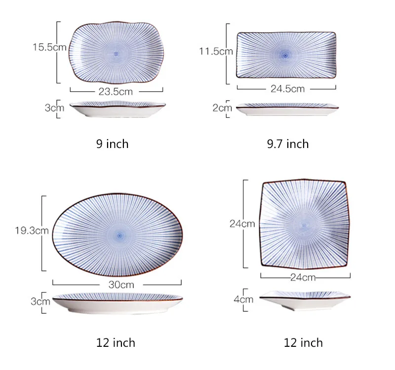 Керамика с суповую тарелку, производство Китай японский Стиль блюдо фарфоровая десертная тарелка посуда торт основные блюдо в стиле вестерн Еда пластина 6/8/10/12 дюймов