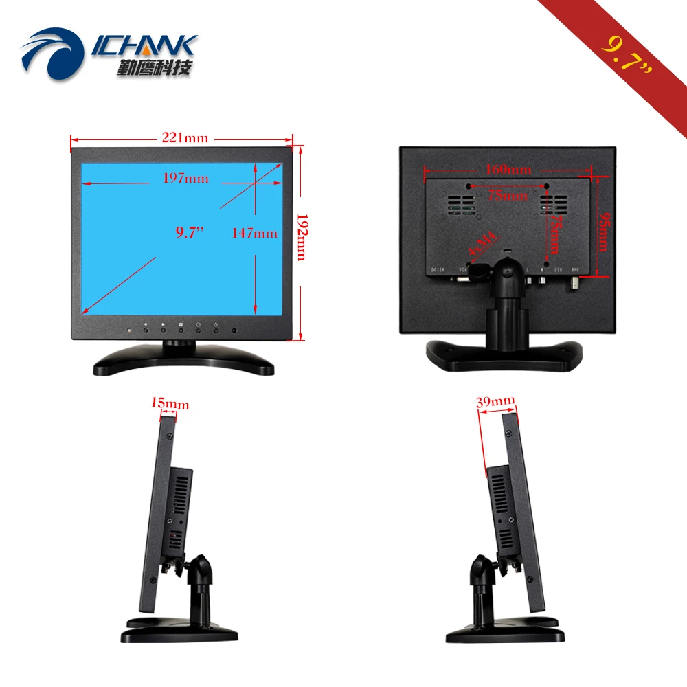 B097TN-ABHUV/10 ''9,7" 1024x768 4:3 Fullview ips lcd Экран AV BNC HDMI VGA промышленный ПК МОНИТОР дисплей USB u-диск видео плеер