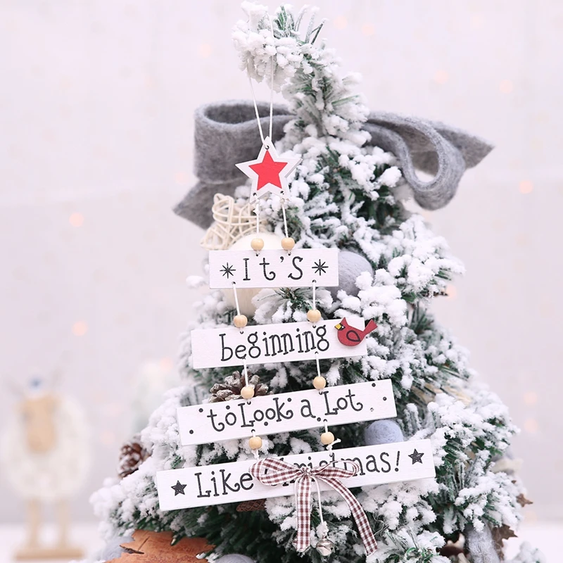 

DIY Creative Handmade Letter Wooden Pendant Merry Christmas New Year Ornaments Xmas Tree Home Wall Hang Decor Wood Craft