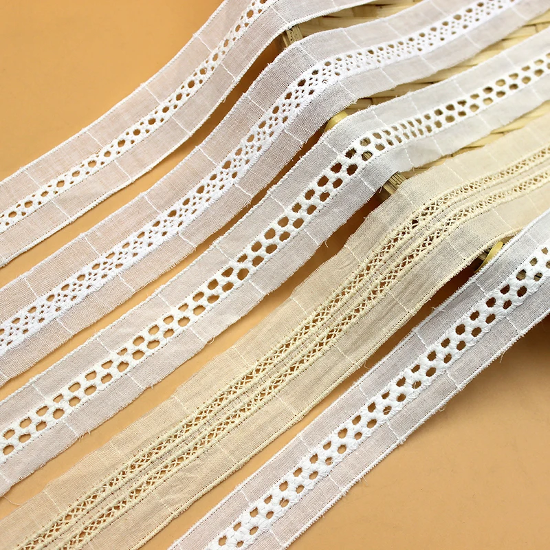 

Cotton Lace Trim 20 yard Ivory White Beige Embroidered Ribbon Tapes Clothing Dress Fabric Sewing Materials 2.5-4cm width M4F33