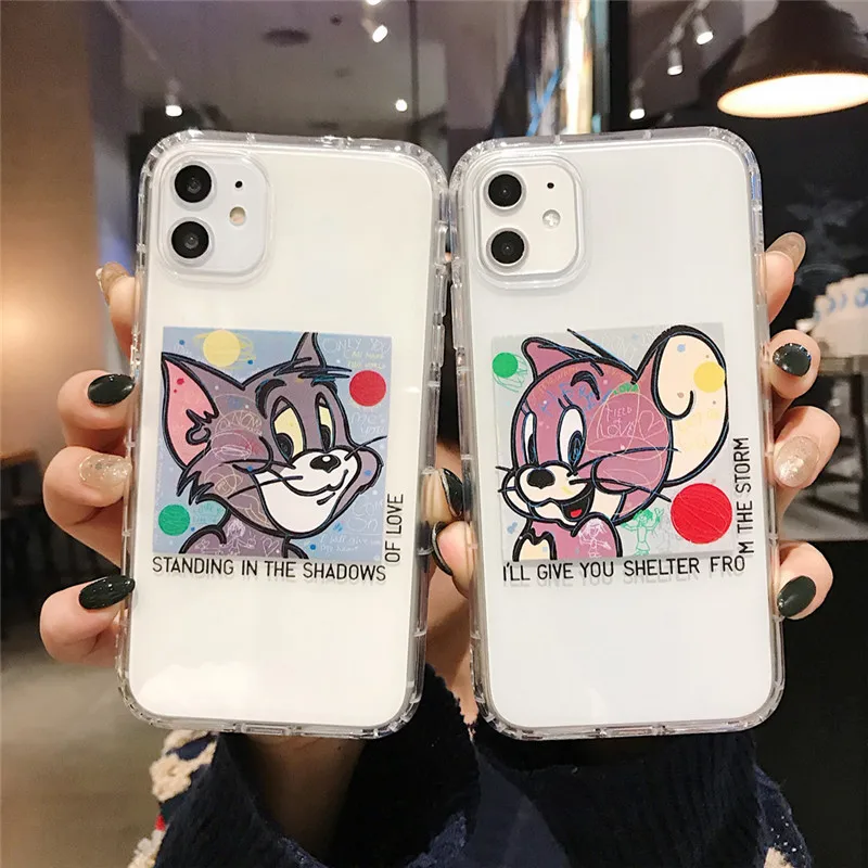 

Couple Graffiti Tom Cat Case For iPhone 11 Pro Max 7 8 6 6s Plus Silicone Phone Cases For iPhone XR X Xs Max Soft TPU Cute Cover