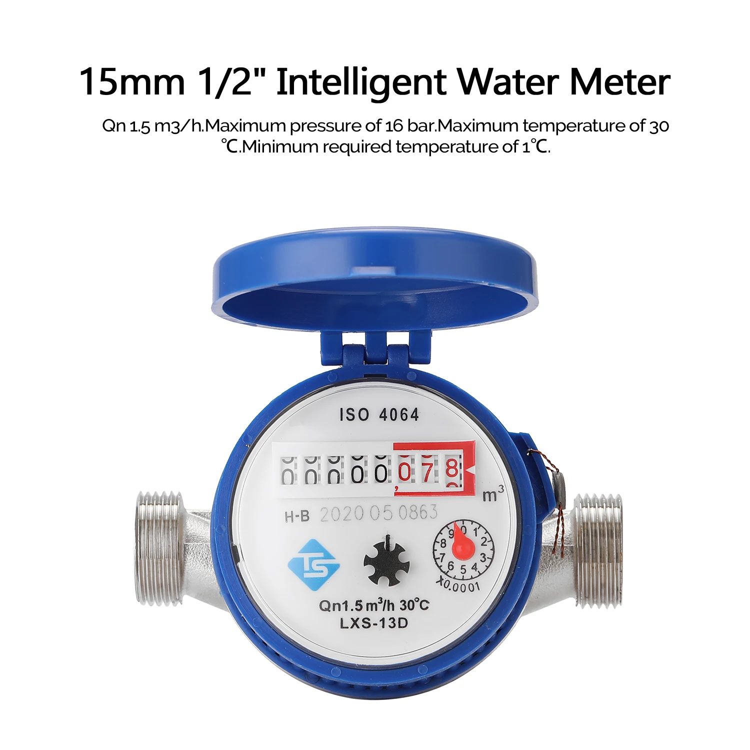 Household 15mm 1/2" Intelligent Water Meter Mechanical Rotor Type Cold Water Meter Pointer Digital Combination Meters