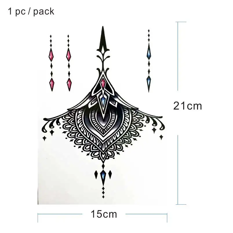 ROT18 ROT18 1 PIECE Back or Sternum Body Classic Henna Lotus Flower Waterproof Temporary Tattoo Body Art - Цвет: ROT18