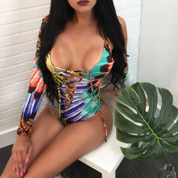 

Women Colour Printing Swim Suit 2 Piece 2020 Summer Beachwear Sexy Gift Mujer Lace-up Hollow Out Bikini Sets Cover Up Swimsuit