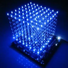 3D LED Light Squared DIY Kit 8x8x8 3mm LED Cube White LED Blue/Red Ray Light PCB Board Table Lamps free shipping