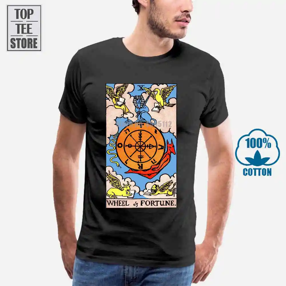 

Wheel Of Fortune T7 Tshirt Ryder Tarot Card Fortune Telling Occult Witchcraft T-shirt High Quality Interesting Printing