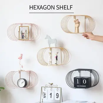 

Gold Storage Racks Hanging Decor Storage Box Flower Pot House Storage Rack Figurines Display Crafts Shelves Home Decor