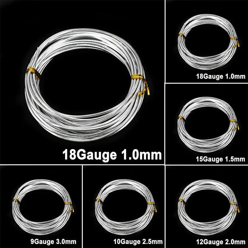 

1/1.5/2/2.5/3mm 5m Aluminium Modelling Wire Cord DIY Armature Crafts Jewellery