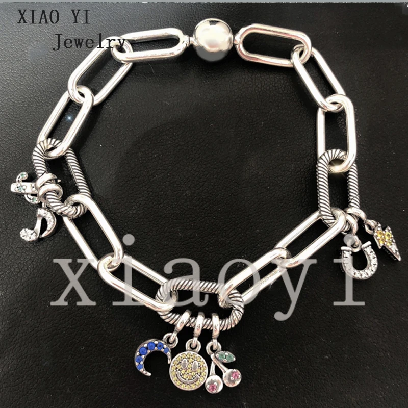 Xiaoyi 2020 new 100% S925 Yellow smile note cherry moon cactus lightning U letter fashion me series tie bracelet for girlfriend | Украшения