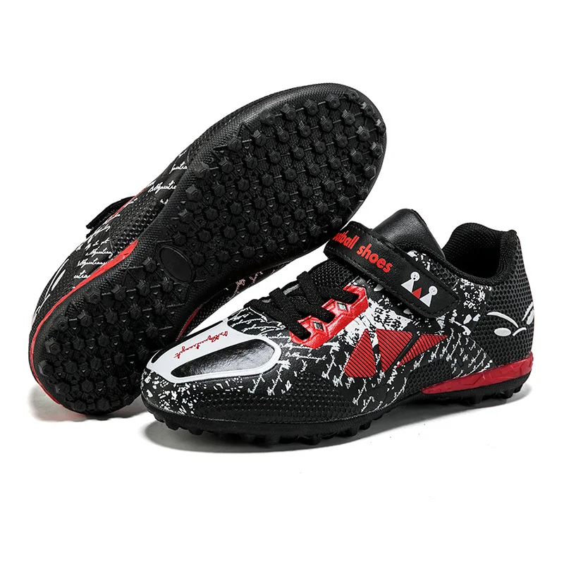 Children Football Shoes Soccer Boots Kids Boy Girl Sneakers New Leather High Top Soccer Cleats Training Outdoor Hook & Loop football shoes