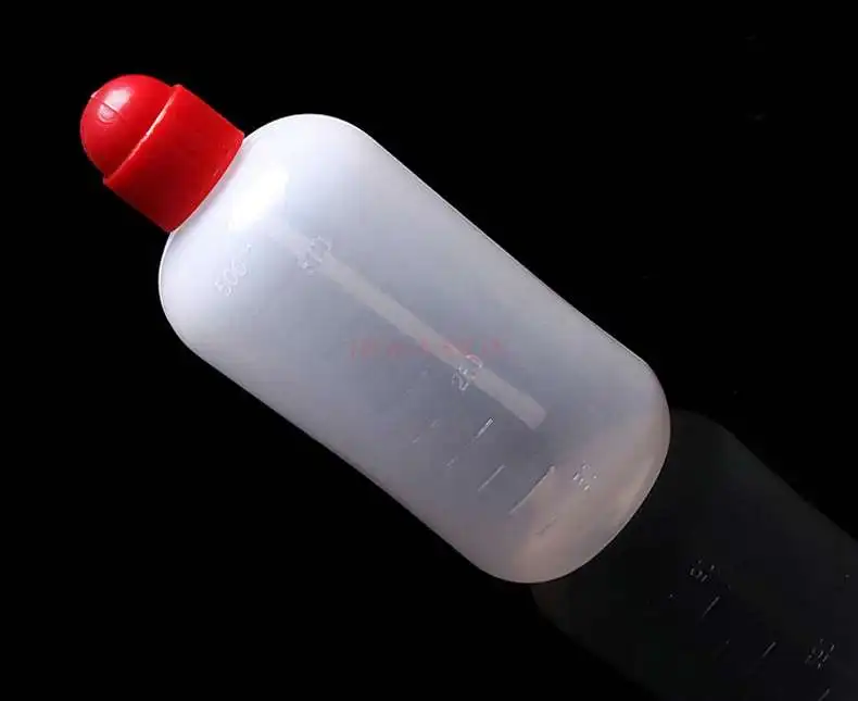 500ml 빨간 머리 플라스틱 짜기 병 부는 병 팔꿈치 팔꿈치 병 세척 린스 병 화학 실험 소모품