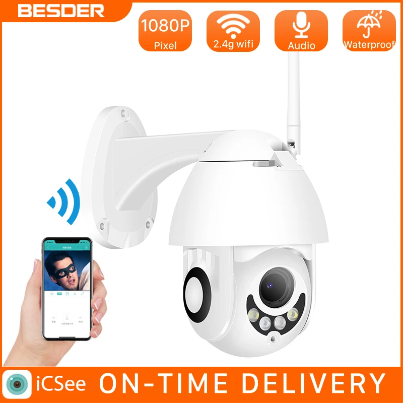 

BESDER H.265 1080P WiFi IP Camera Wireless Wired PTZ Outdoor Speed Dome CCTV Security Video Camera App ICSee Two Way Audio ONVIF