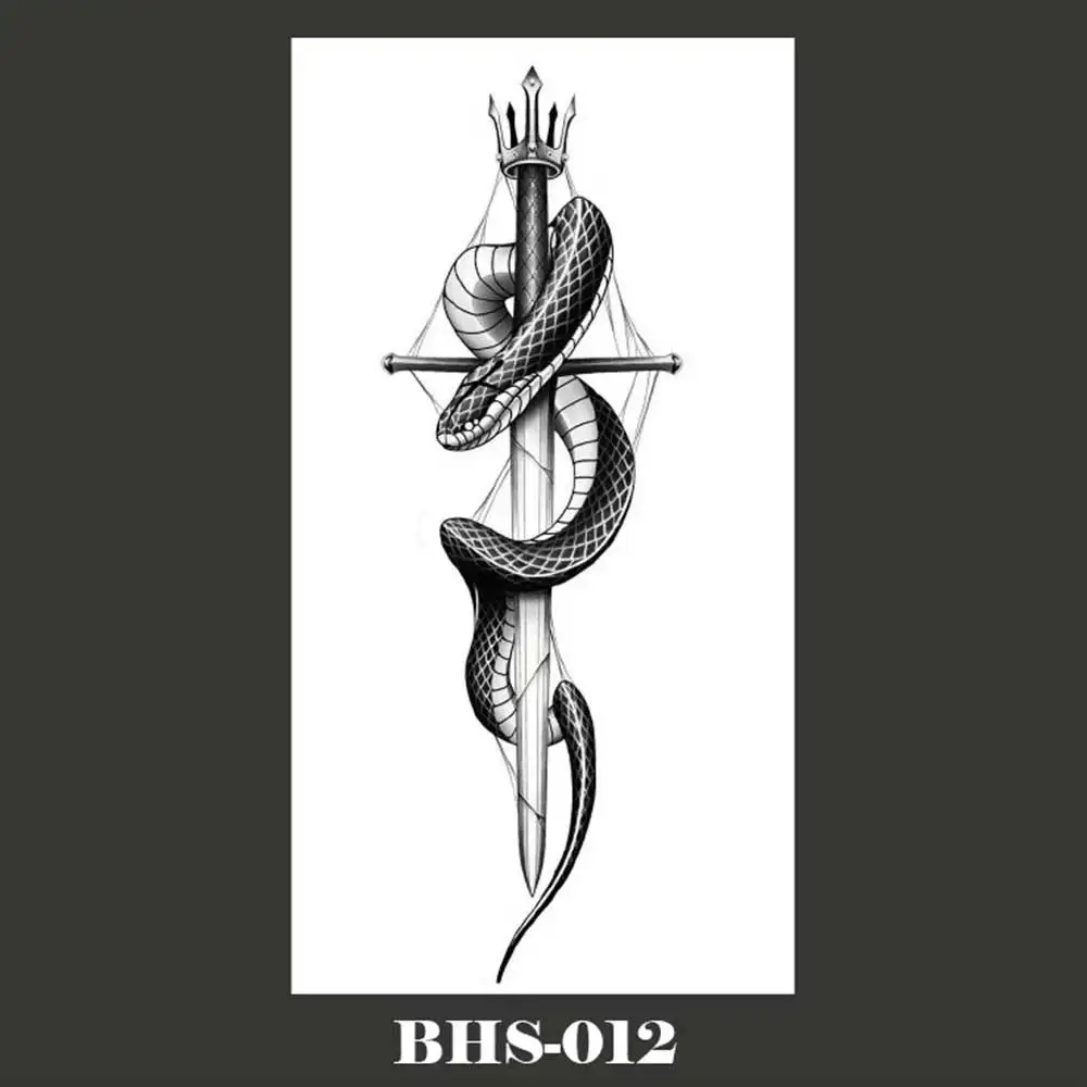 Waterproof Temporary Tattoo Stickers Black Snake Fake Tattoo Waist Body Arm Art Tattoo Stickers Lasting