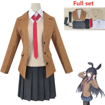 

Anime Seishun Buta Yarou Series Sakurajima Mai Cosplay Costumes Halloween Party Girl School Uniform Full Set
