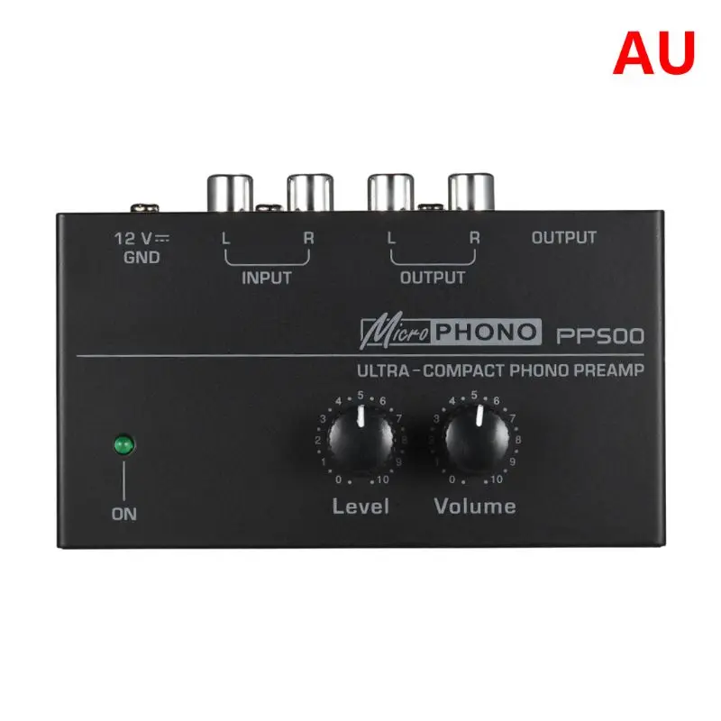 PP500 Phono предусилитель с регулятором громкости уровня для винилового проигрывателя LP - Цвет: AU