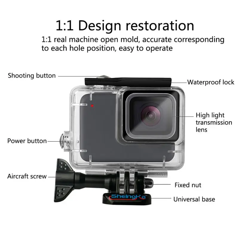 Водонепроницаемый чехол для Gopro hero7серебристый/белый Gopro hero7серебристый/белый специальный водонепроницаемый чехол Аксессуары для камеры бренд Sheingka