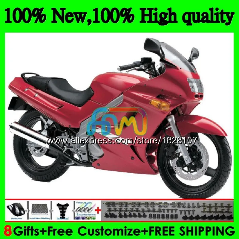 Корпус для KAWASAKI ZZR-250 ZZR 250 90-99 27BS. 0 ZZR250 90 91 92 93 94 99 1990 1991 1992 1993 1994 1999 комплект обтекателей все глянцевый красный - Цвет: No. 1