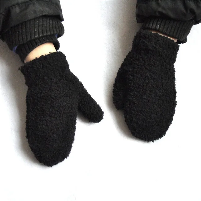 Kids Gloves Winter Baby Plush Coral Gloves Toddler Full Fingers Cute Mittens Warm Windproof Glove For Boys Girls 1-4Y winter gloves baby mittens
