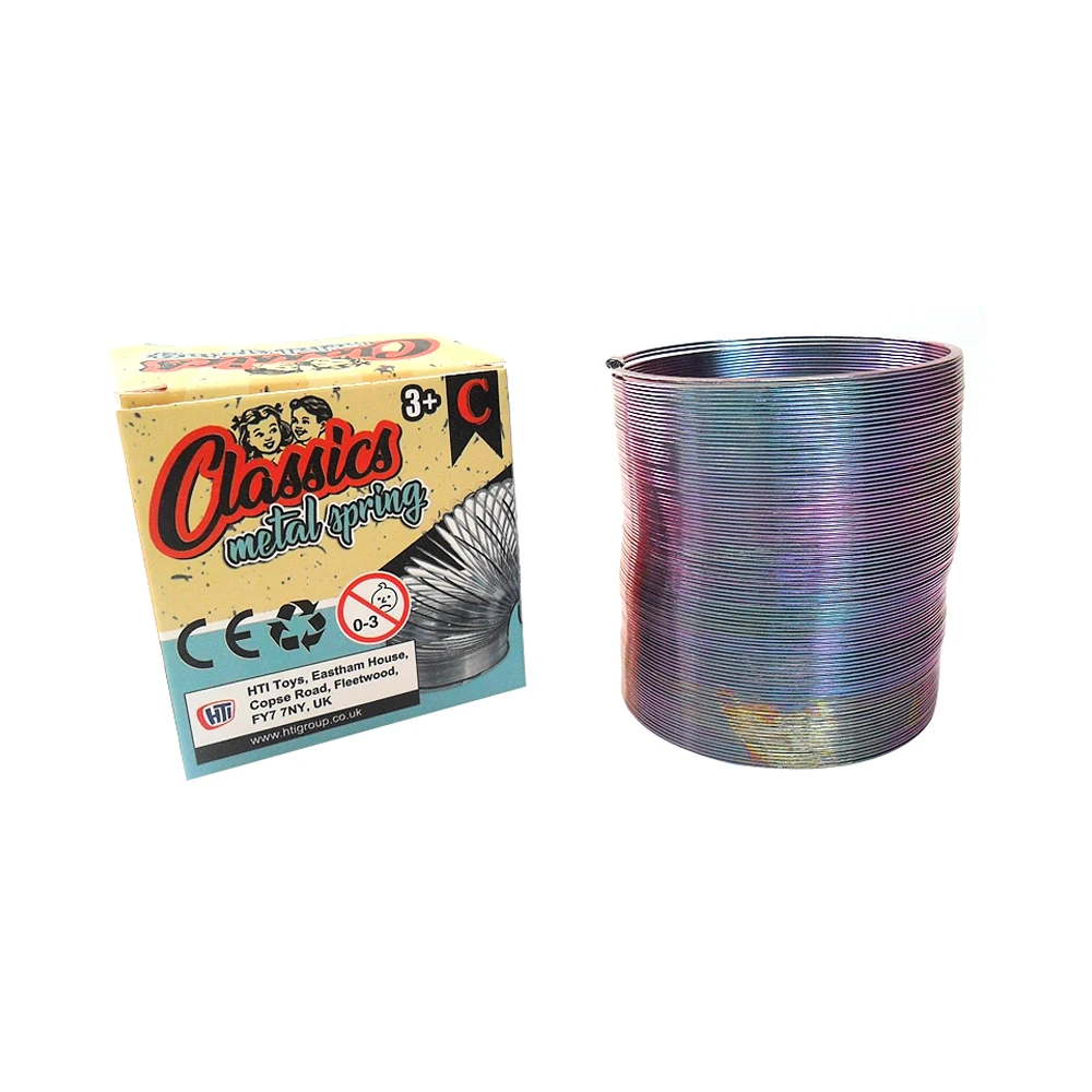 2.5 Pollici Science Toys Steel Slinkys Scale Walking Spring Color Metal Coil Rainbow Nostalgic Coil Spring