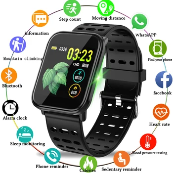 

LIGE smart watch men women waterproof blood pressure heart rate monitoring HD full touch screen smart bracelet for Android ios